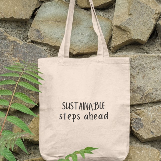 Bolsa Tote Passos Sustentáveis À Frente Da Comprada Ecológica (Shop now and start spreading awareness about sustainability.)