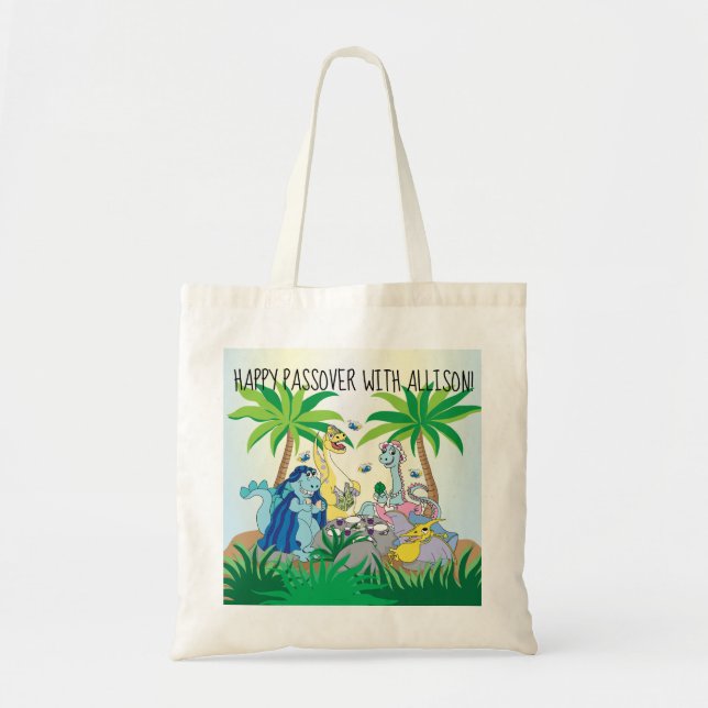 Bolsa Tote Passover Tote Bag A Happy Dinossaur Seder (Frente)