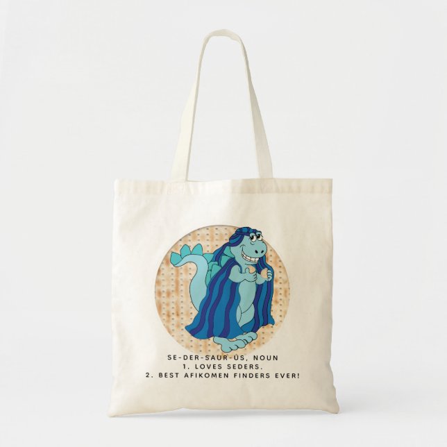 Bolsa Tote Passover Tote Bag Sedersaurus Dinosaur (Frente)