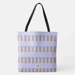 Bolsa Tote Pastel Blue Stripes em qualquer monograma personal