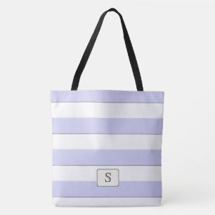 Bolsa Tote Pastel Blue Stripes em qualquer Monograma Personal