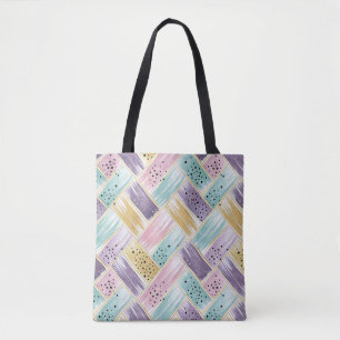 Bolsa Tote Pastel Brushaft e Dourado Crisscross Abstrato