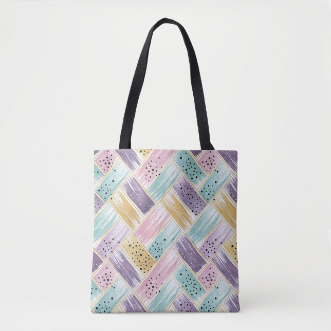Bolsa Tote Pastel Brushaft e Dourado Crisscross Abstrato (Frente)