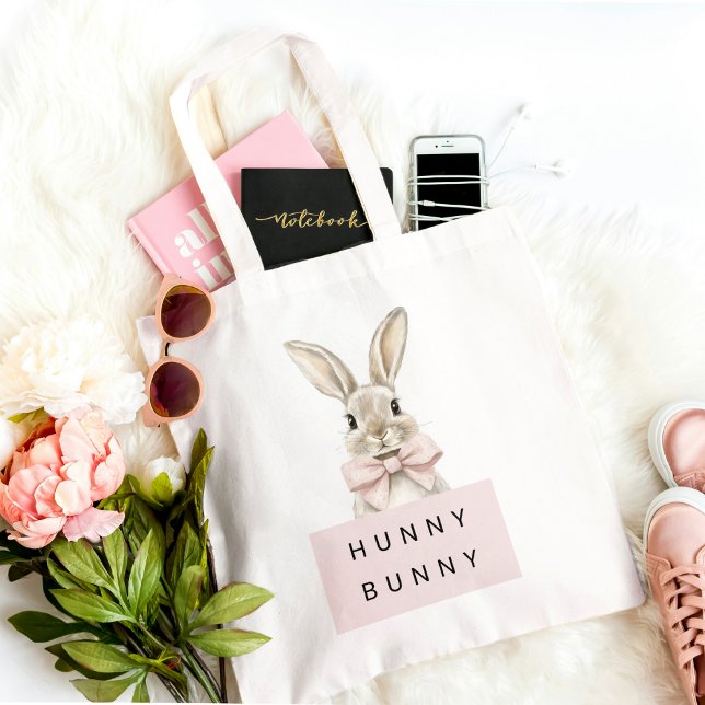 Bolsa Tote Pastel Bunny "Hunny Bunny" Páscoa bonita (Criador carregado)