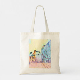 Bolsa Tote Pastel Cityscape Grocery Back