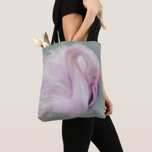 Bolsa Tote Pastel Flamingo, Cor-de-Rosa Suave, Personalizado (Close Up)