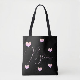 Bolsa Tote Pastel Floral Heart Black