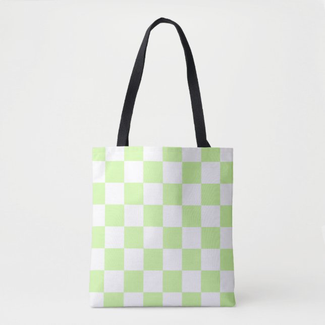 Bolsa Tote Pastel Green Checkered Gingham Patterno (Frente)