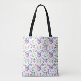 Bolsa Tote Pastel Kawaii Animal Fofo Aquarela Estética