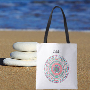 Bolsa Tote Pastel Mandala, rosa e verde
