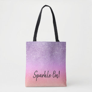 Bolsa Tote *~* Pastel Ombre Glitter Peach Peach