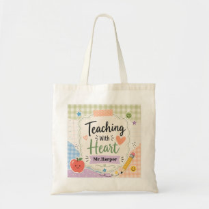 Bolsa Tote Pastel Personalizado Xadrez Ensino Com Coração