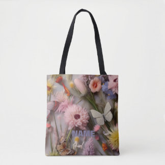 BOLSA TOTE PASTEL PINK AMARELO AZUL FLORAL POR TODO O IMPRESS
