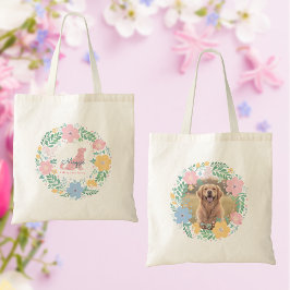 Bolsa Tote Pastel Pink Golden Retriever Custom Photo