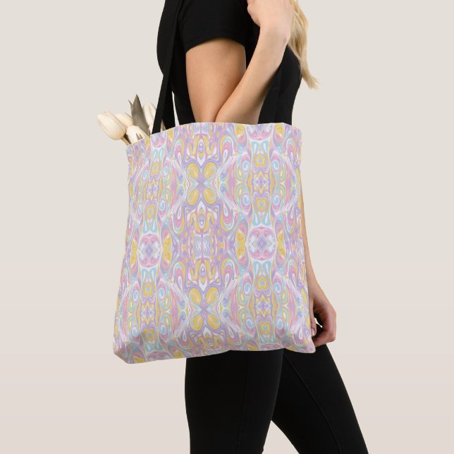Bolsa Tote Pastel Psychedelic Pattern | Groovy Liquid Marble (Close Up)