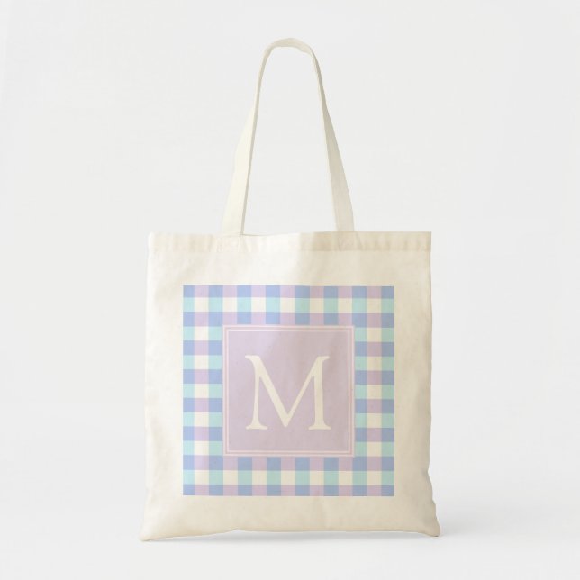 Bolsa Tote Pastel Purple Gingham (Frente)
