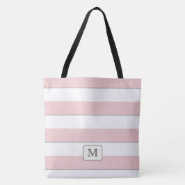 Bolsa Tote Pastel Red Stripes em qualquer monograma personali
