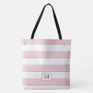 Bolsa Tote Pastel Red Stripes em qualquer monograma personali