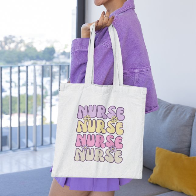 Bolsa Tote Pastel Retro Groovy Nurse (Criador carregado)