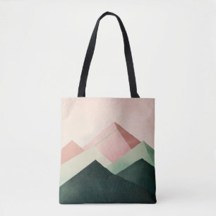 Bolsa Tote Pastel Ridge – Paisagem Geométrica de Montanha #1