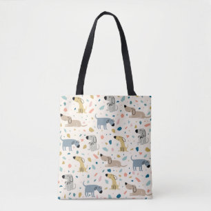 Bolsa Tote Pastel Terrazzo Funny Cute Dog Patterno