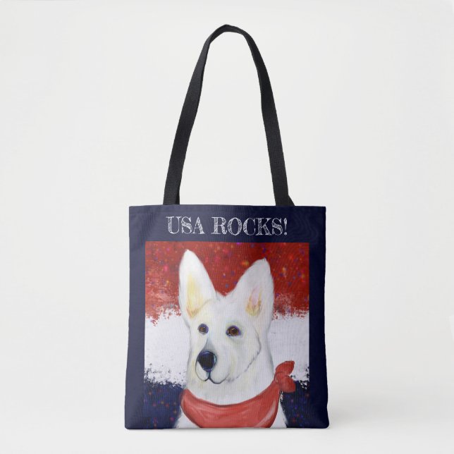 Bolsa Tote  Pastor Alemão Branco    (Frente)