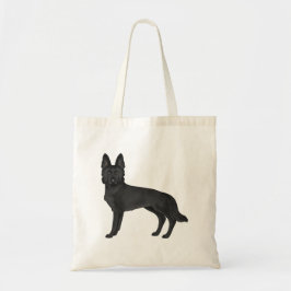 Bolsa Tote Pastor Alemão Preto Desenho Animado Fofo Cachorro