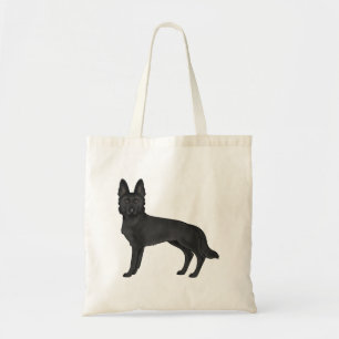 Bolsa Tote Pastor Alemão Preto Desenho Animado Fofo Cachorro