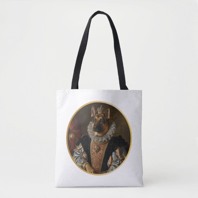 Bolsa Tote Pastor Alemão Rainha Renascentista (Frente)
