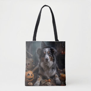 Bolsa Tote Pastor australiano Pumpkins Halloween Assustado