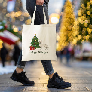 Bolsa Tote Pastor branco suíço GSD Cão verde árvore de Natal