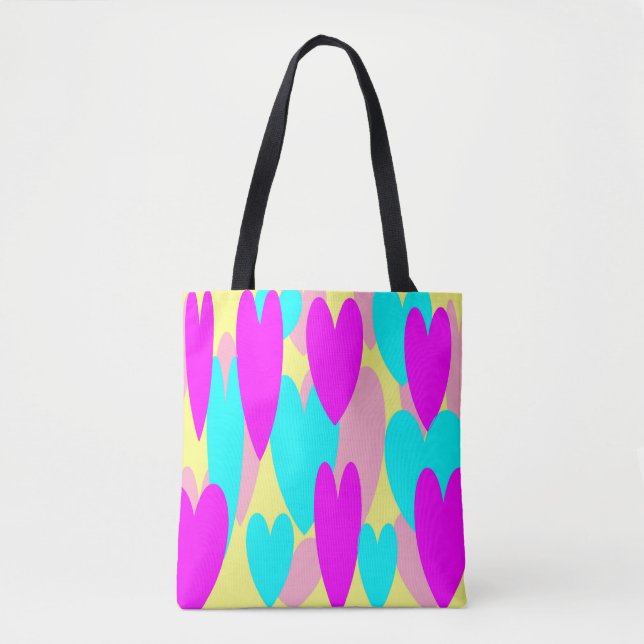 Bolsa Tote Pastos doces e bonitos, de cor azul-clara, amarelo (Frente)