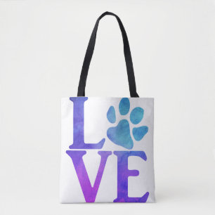 Bolsa Tote Pata de Amor Azul Clássico e Roxo