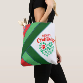 Bolsa Tote Pata de Cachorro Vermelho, Verde e Branco