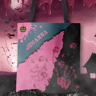 Bolsa Tote Pata rosa e preta manchada imprime a barra de ferr