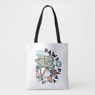 Bolsa Tote Patas e Diversão – Ilustração Adorável de Gato