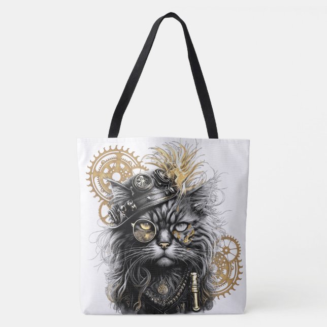 Bolsa Tote Patas Espirituosas O Gato Funky Steampunk  (Frente)