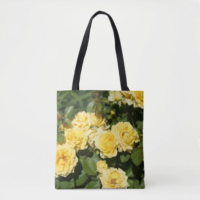 Bolsa Tote Patch Amarelo do Flor Rosa (Frente)
