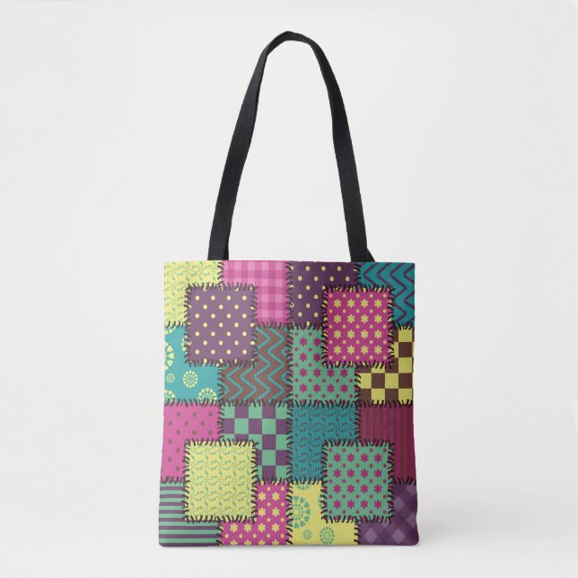 Bolsa Tote Patchwork (Correção): plano de fundo de Padrões di (Frente)