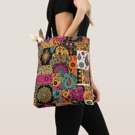 Bolsa Tote Patchwork da Boêmia, Mandala e Paisley Pattern