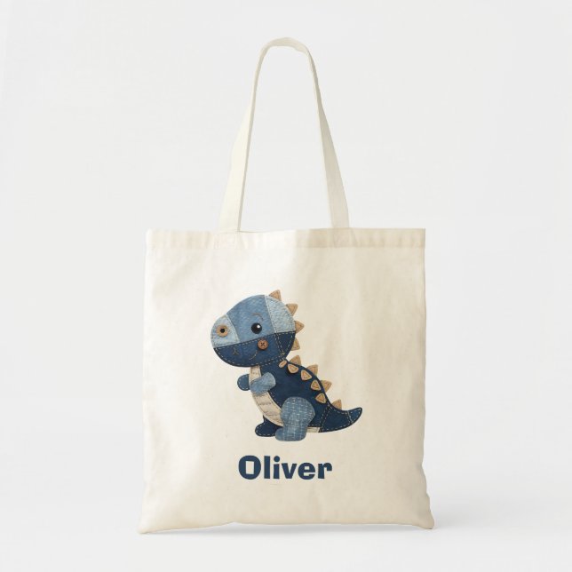 Bolsa Tote Patchwork Denim Baby T-Rex (Frente)