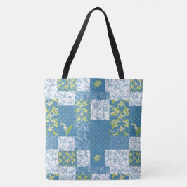 Bolsa Tote Patchwork dos lírios do Vale em Azul