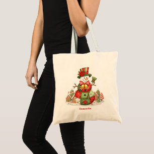 Bolsa Tote Patchwork Snowman Christmas