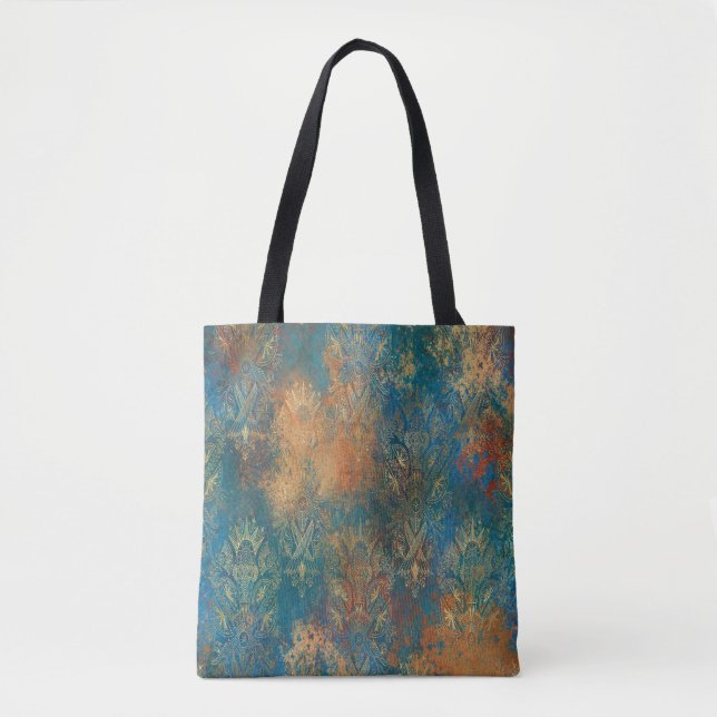 Bolsa Tote Pátina de Cooper Azul-Verde (Frente)