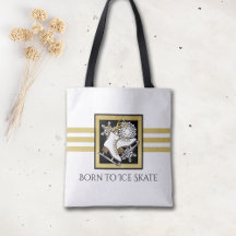 Patinação no Gelo Dourado Moderno Preto Branco