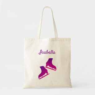 Bolsa Tote Patinação no gelo figura skate rosa púrpura