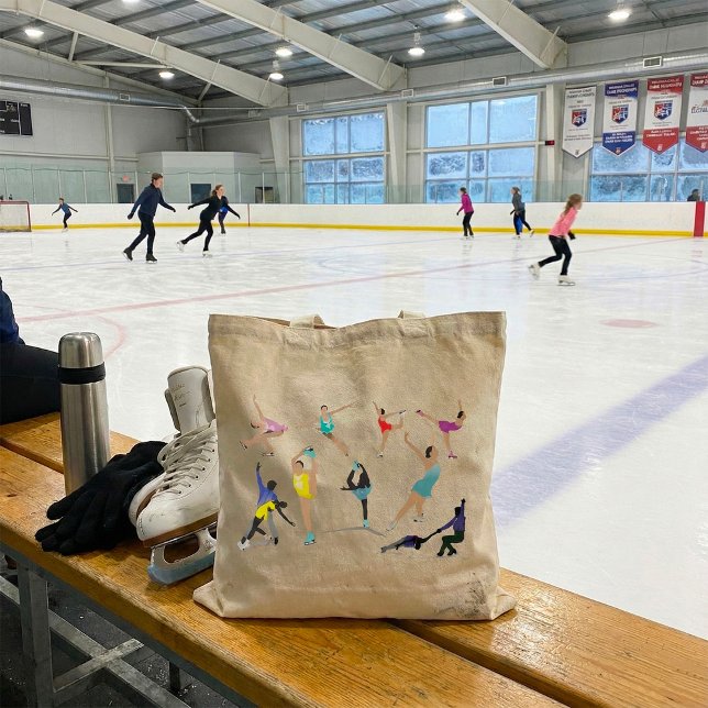 Bolsa Tote Patinadores Artísticos Coloridos em Movimento (Criador carregado)
