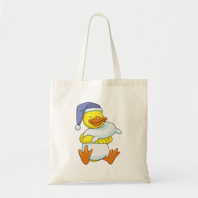Bolsa Tote Pato a dormir com o Nightcap (Frente)