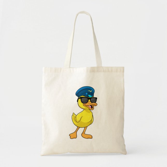 Bolsa Tote Pato como Piloto com chapéu Piloto (Frente)