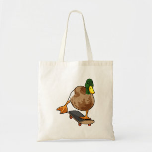 Bolsa Tote Pato como skater com skate